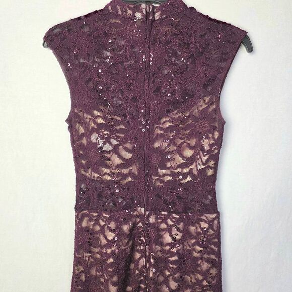 B. Darlin Burgundy Lace Sequin Sheath Dress 3/4 - Picture 5 of 7